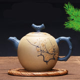 Handmade Purple Sand Teapot with Blue Handle