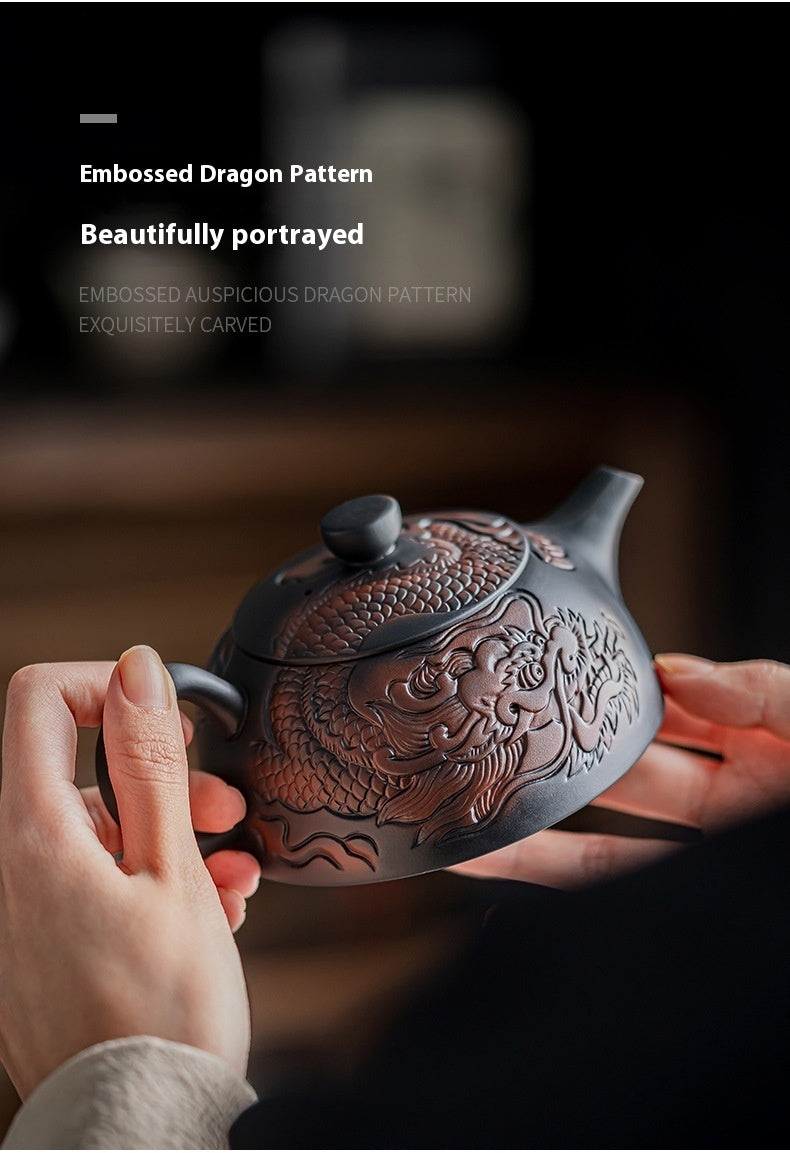 Xianglong Purple Pottery Teapot with relief craft
