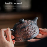 Xianglong Purple Pottery Teapot with relief craft