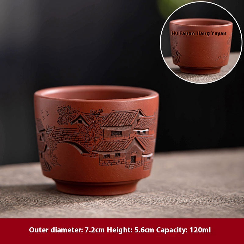 purple sand tea cup with relief craft