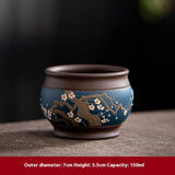 blue color purple clay tea cup