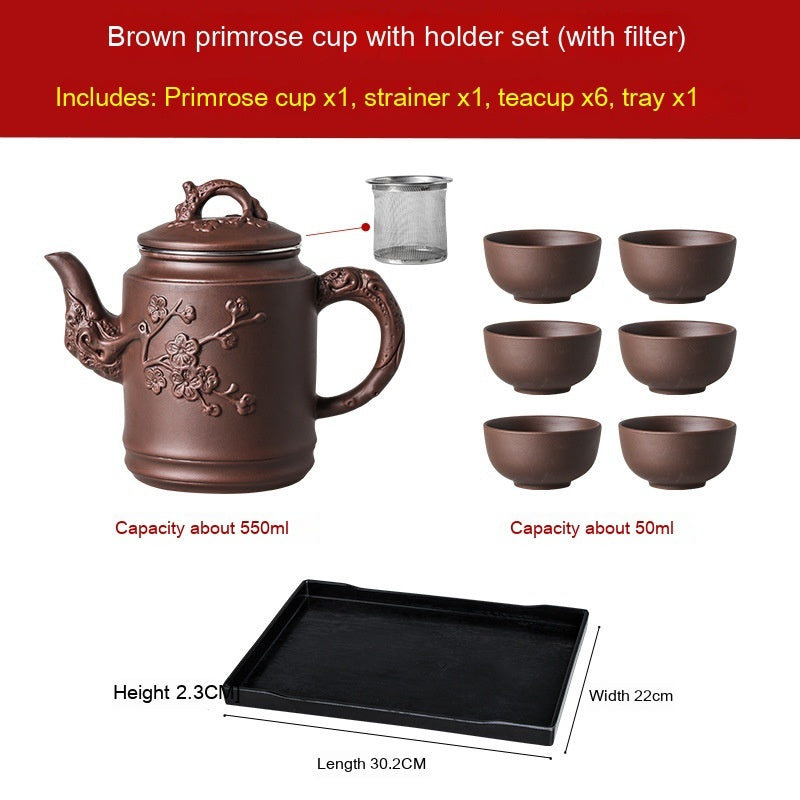 brown primrose cup teapot set