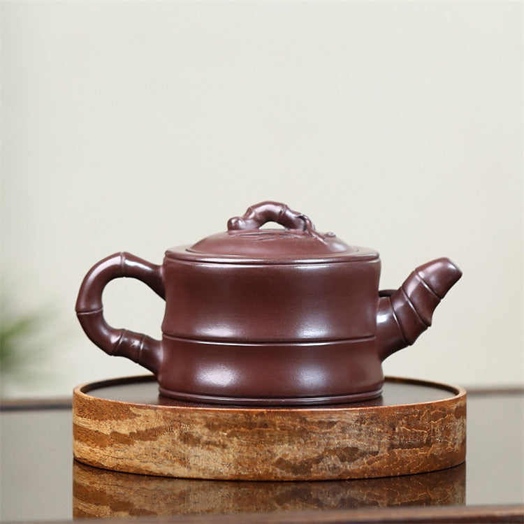 Bamboo Joint Han Tile Purple Clay Teapot