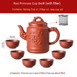 red antique primrose cup teapot set