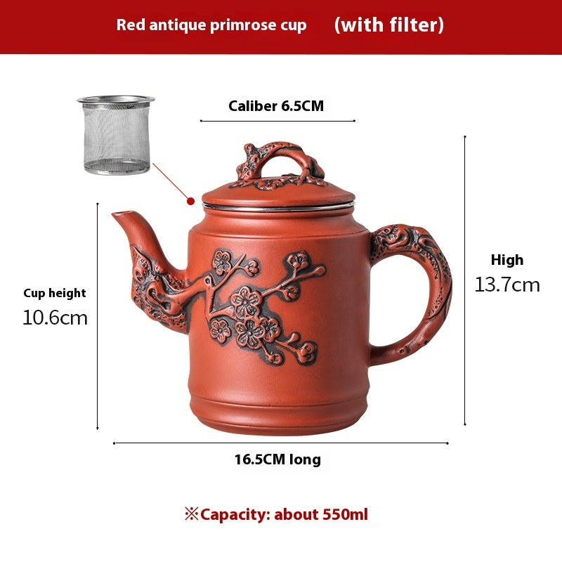 red spring cup zisha teapot with stainless steel filter