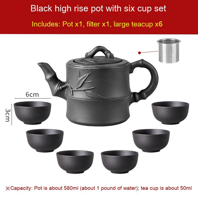 Primrose Cup Set Handmade Yixing Teapot with Filter Purple Sand 580ml