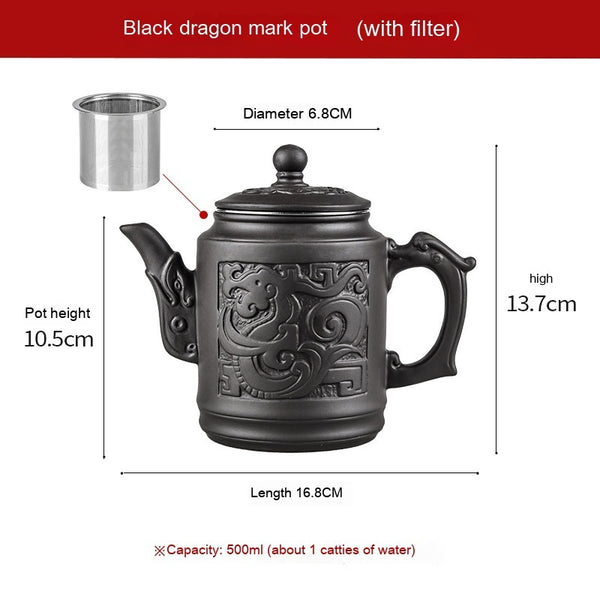 Primrose Cup Set Handmade Yixing Teapot with Filter Purple Sand 580ml