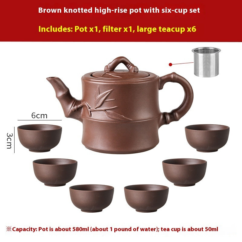 Primrose Cup Set Handmade Yixing Teapot with Filter Purple Sand 580ml