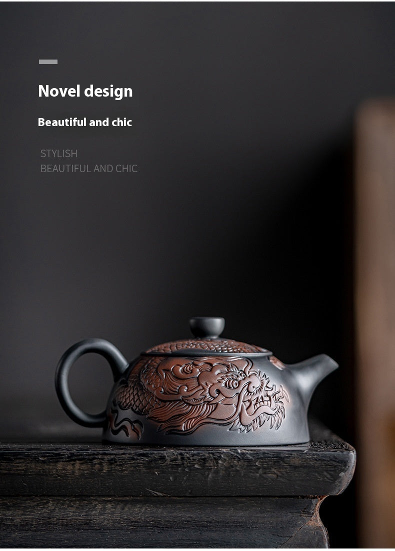 Xianglong Purple Pottery Teapot with relief craft