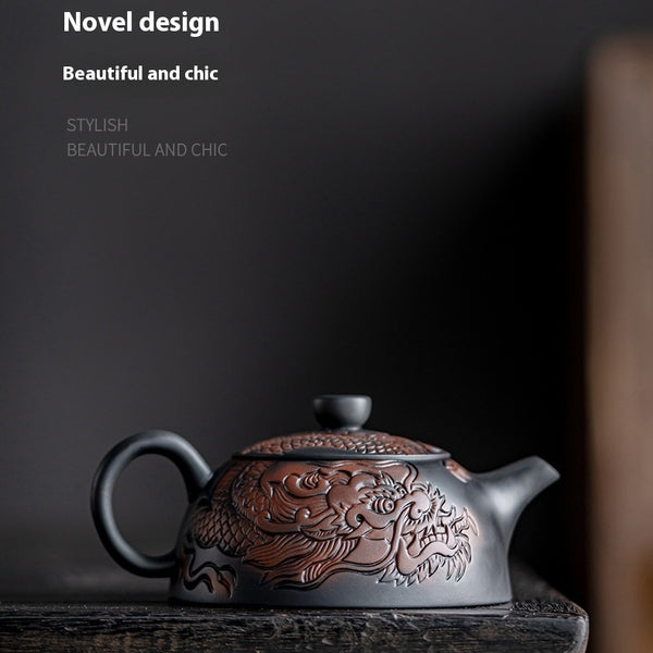 Xianglong Purple Pottery Teapot with relief craft