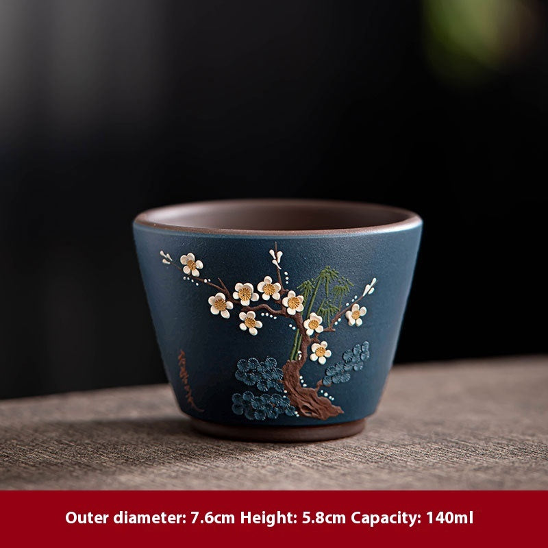 blue yixing purple sand tea cup