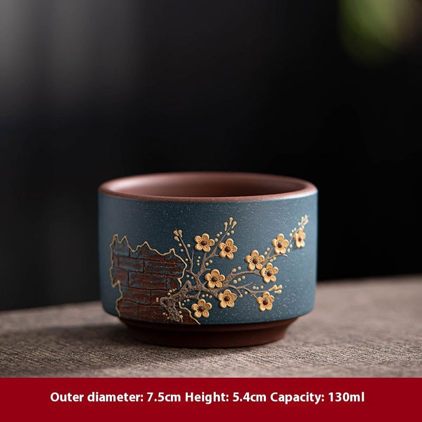 purple clay tea cup with blue color