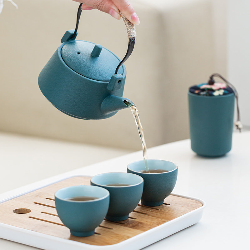 Handle Ceramic Teapots & Cups Tea Set