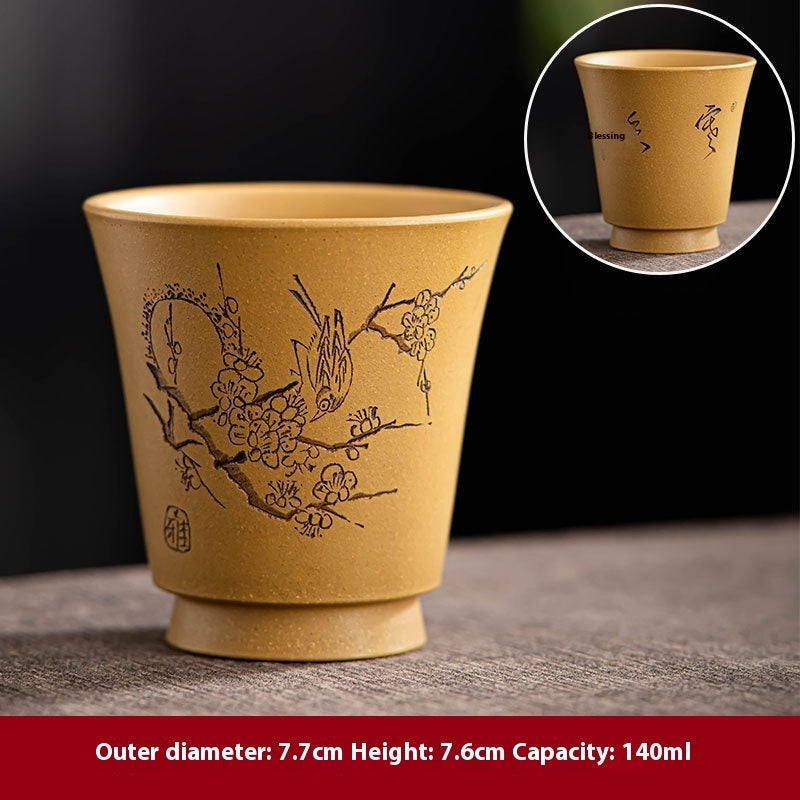yellow mud clay tea cup